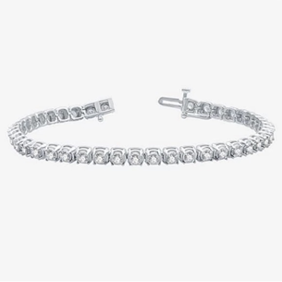 BN 2 CT. T.W. Genuine White Diamond 10K White Gold Round 7.5 InchTennis Bracelet - Picture 3 of 8